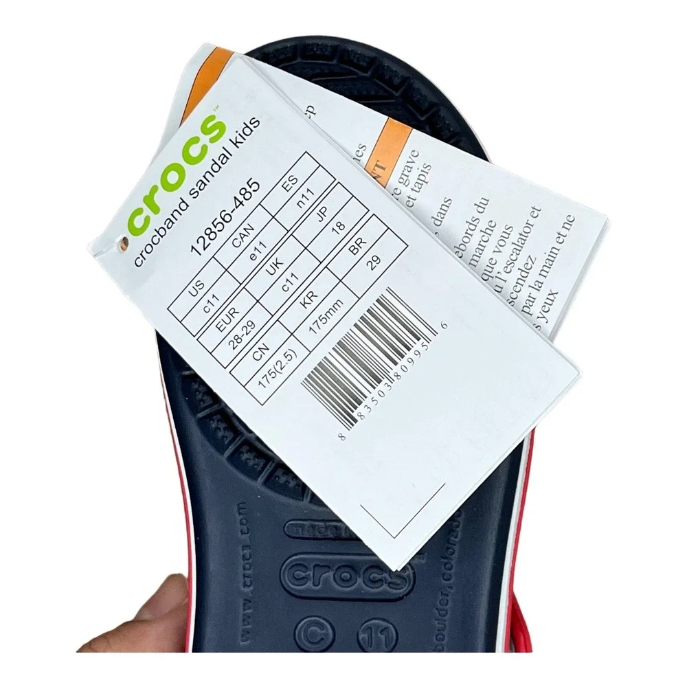 Crocs Little Boys Girls Sandals Size 11 Navy Blue Red Water Friendly Lightweight